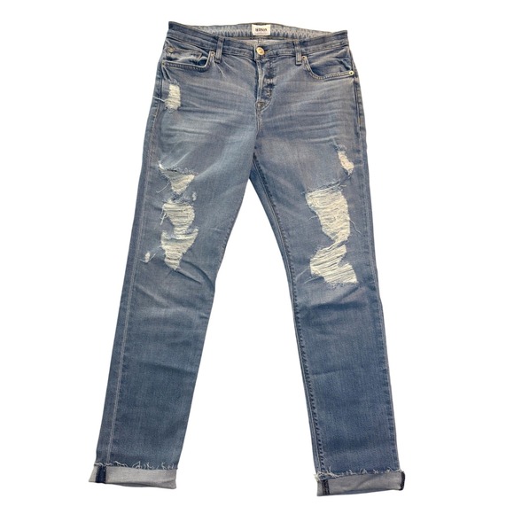 Hudson Denim - Hudson Jeans Women 28 Blue Riley Mid-Rise Straight Crop Distressed Denim NWT